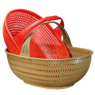 手提篮子摘菜篮蔬菜篮水果篮老式篮子家用新款篮子仿手工编织提兜