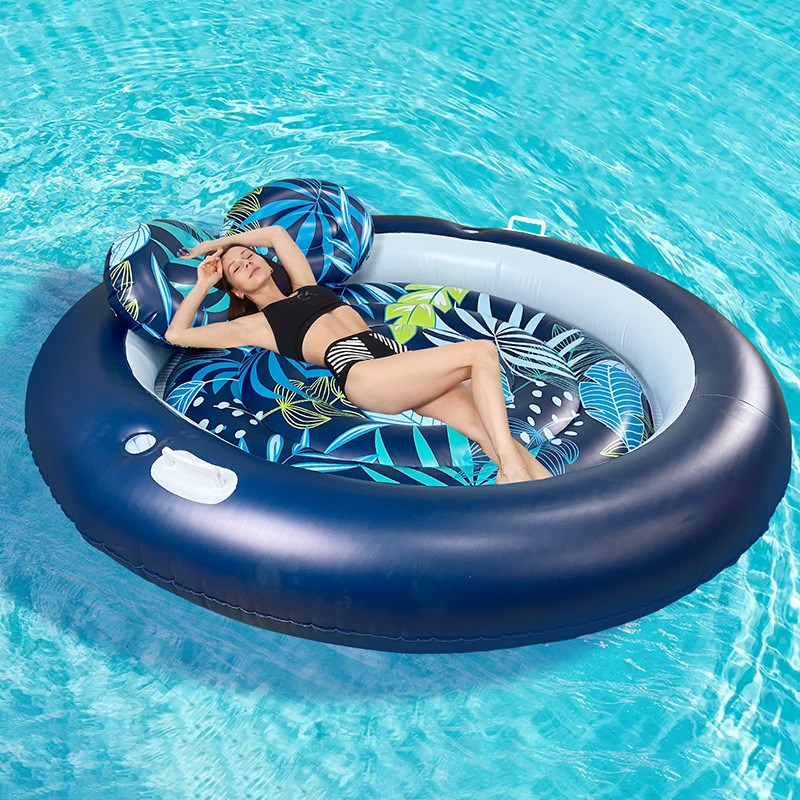 新款跨境成人夏季泳池充气圆形浮排水床户外晒黑美黑水池水陆两用