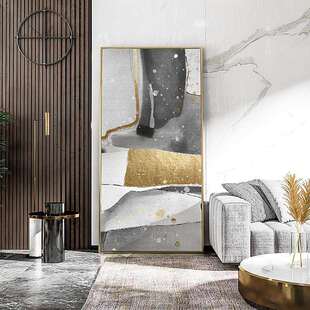 淡出现代抽象风格客厅装饰画金箔黑色灰色壁画酒店玄关走廊挂画