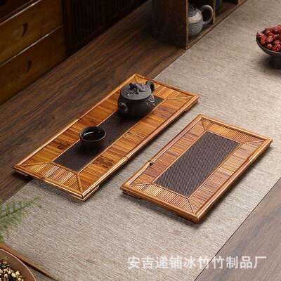 凤眼竹日式茶托盘竹制茶具收纳盘奉茶盘老藤席面文人盘干泡席