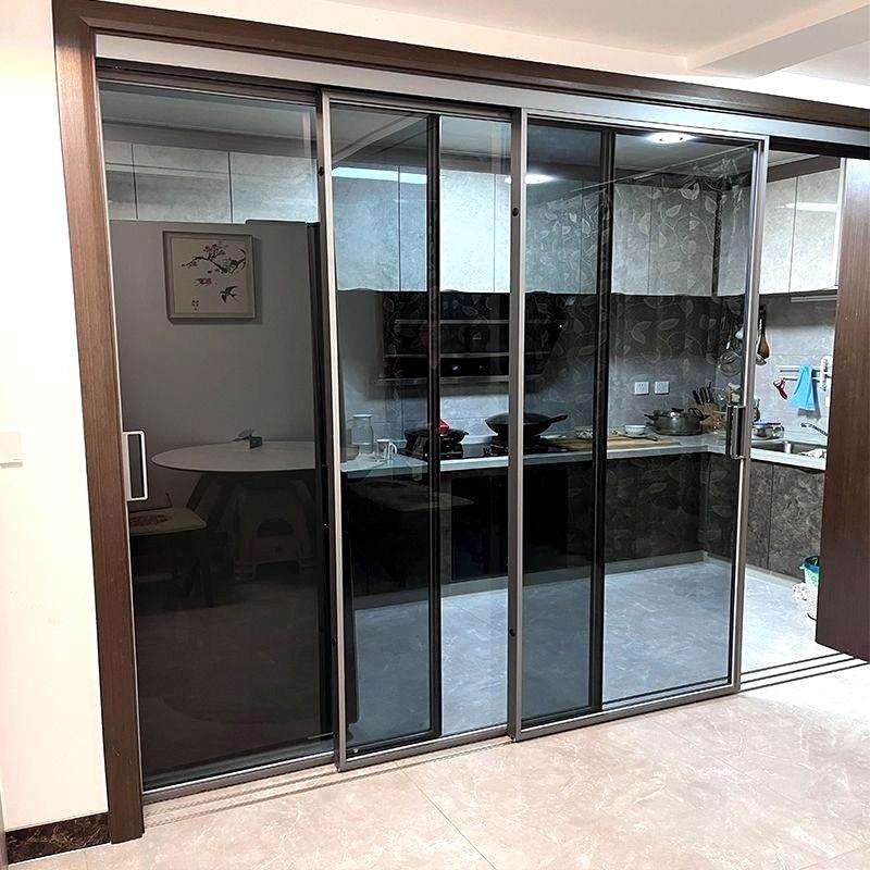 双层单层钢化玻璃门极简网红款极窄推拉门厨房客厅卫生间厕所移门