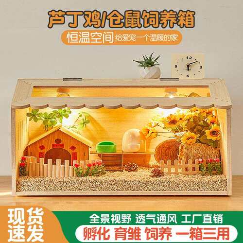 芦丁鸡饲养箱全套宠物养殖育雏恒温金丝熊仓鼠笼子豪华别墅卢丁鸡