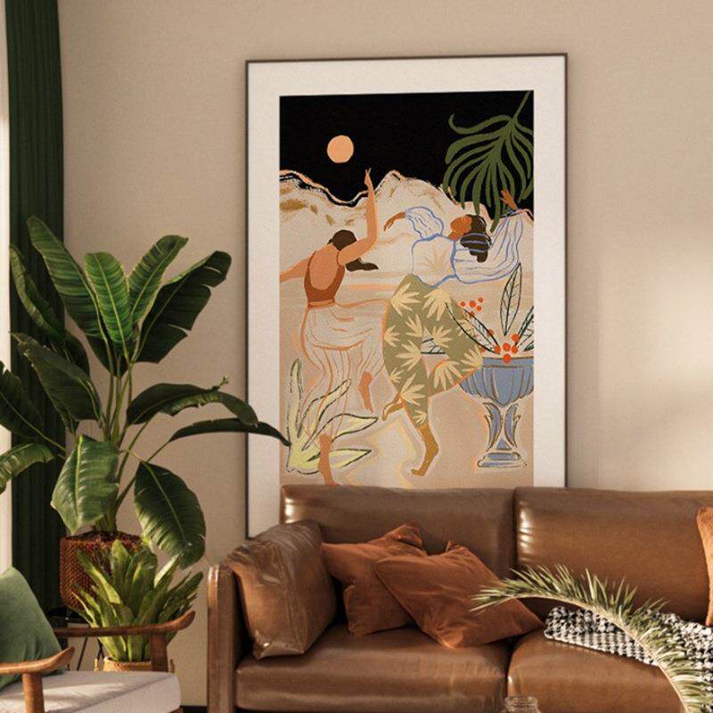现代北欧风跳舞人物狂欢夜客厅餐厅玄关装饰画卧室壁画竖版挂画