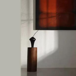 【双丰工厂】实木底座圆形中古雕塑台家居民宿香樟木墩子落地摆件