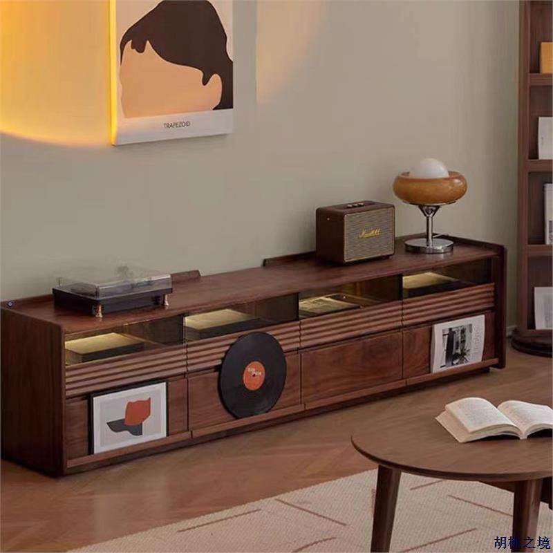 北美黑胡桃木电视柜带灯光全实木客厅落地北欧白橡木小户型视听柜,电子元器件市场,其它元器件,淘宝优惠券,粉丝福利购,淘宝优惠卷