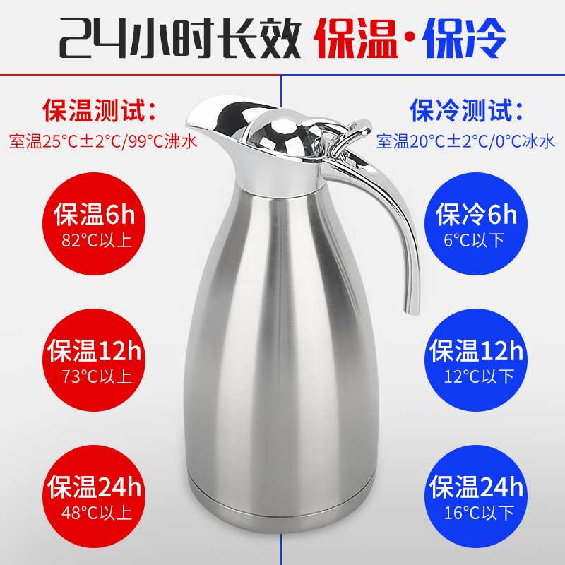 不锈钢双层真空隔热保温壶奶茶店家用暖水壶欧式咖啡壶冷水热水壶