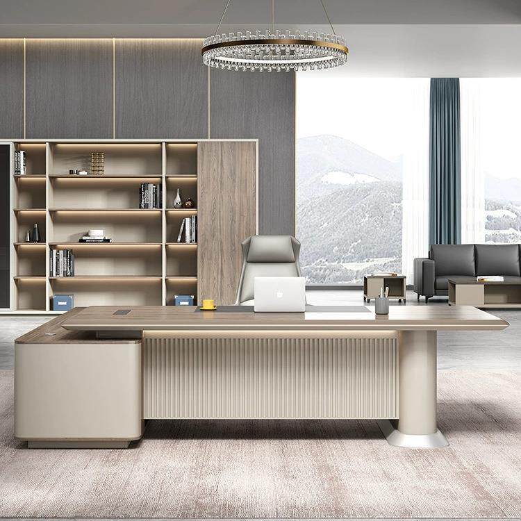 老板桌简约现代总裁桌椅组合办公室家具大班台经理主管桌轻奢风