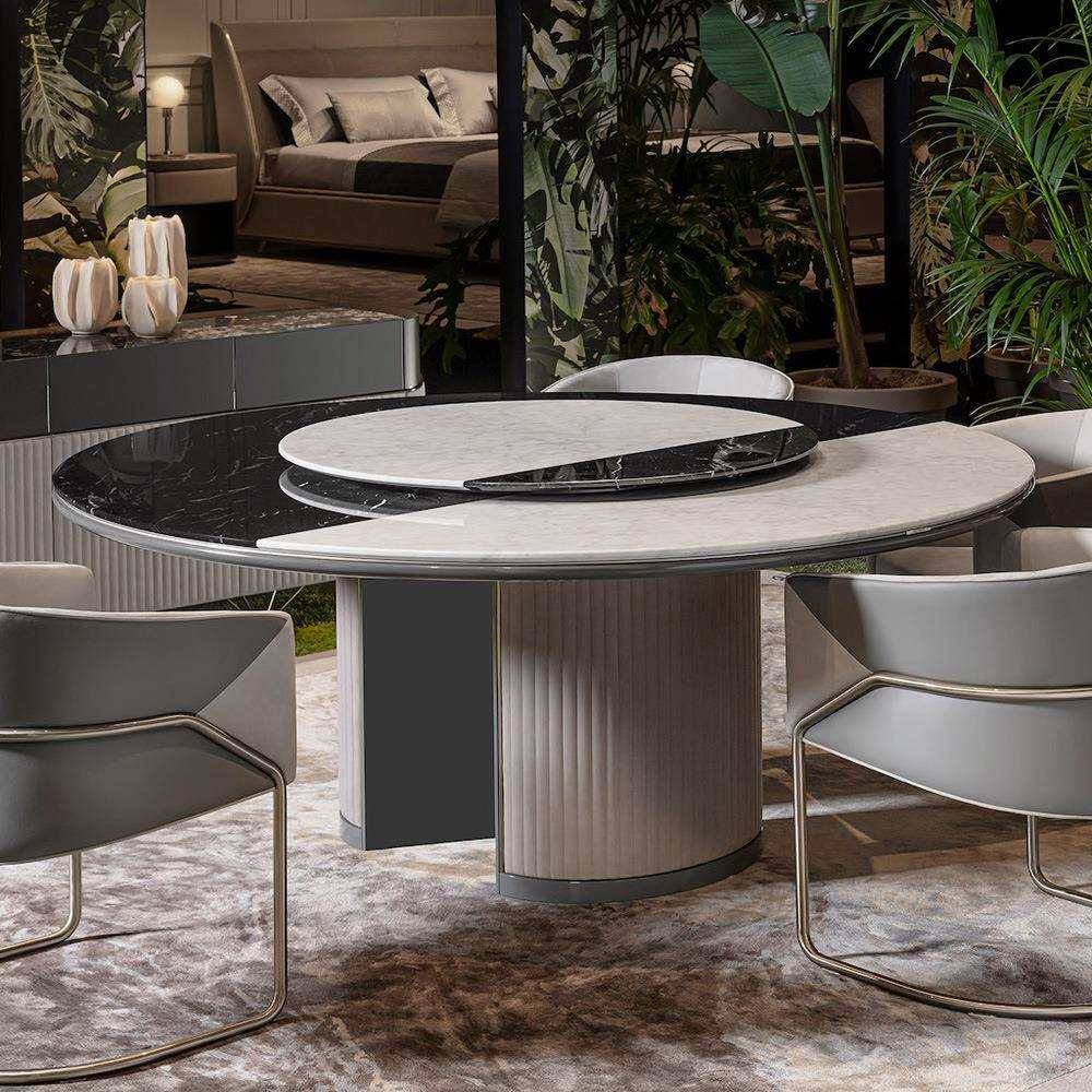 WGX1995意式极简天然大理石餐桌现代别墅设计师创意高端高档圆