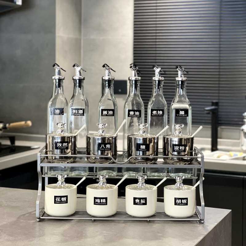 轻奢陶瓷调料盒酱油瓶组合套装厨房家用高端调味罐盐味精罐子