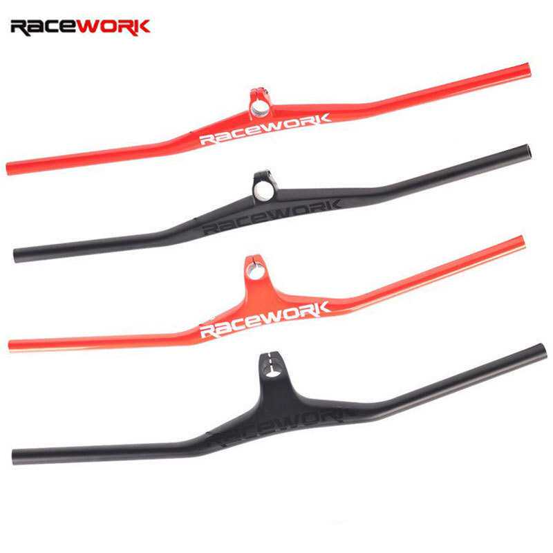 RACEWORK 山地车碳纤维一体车把横 超轻越野破风燕把负17度车把立
