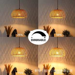 工业插入式吊灯带插头线麻绳悬挂灯卧室厨房岛餐厅藤制竹艺编织灯