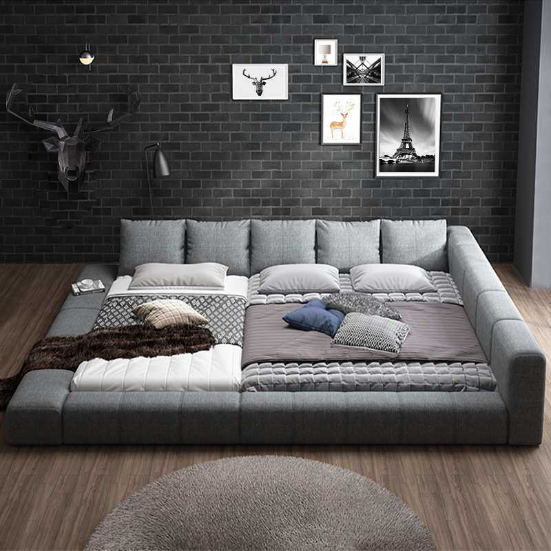 ft布艺榻榻米床二胎三胎亲子床拼接床家庭卧室加宽主卧大床现代简