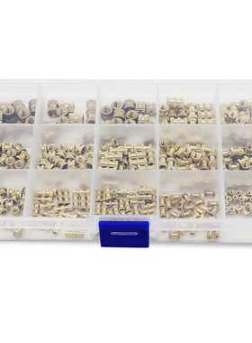 420pcs M2/3/4/5 铜注塑双通倒角滚花铜螺母 镶嵌铜螺母组合套装