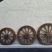 酒吧背景墙装 饰道具实木质挂件木轮子复古木头马车车轱辘