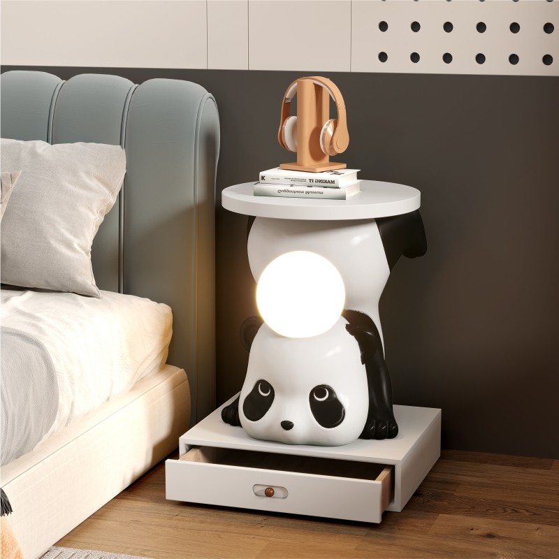 熊猫儿童房床头柜简约现代卧室2023年新款男孩小茶几创意替代摆件