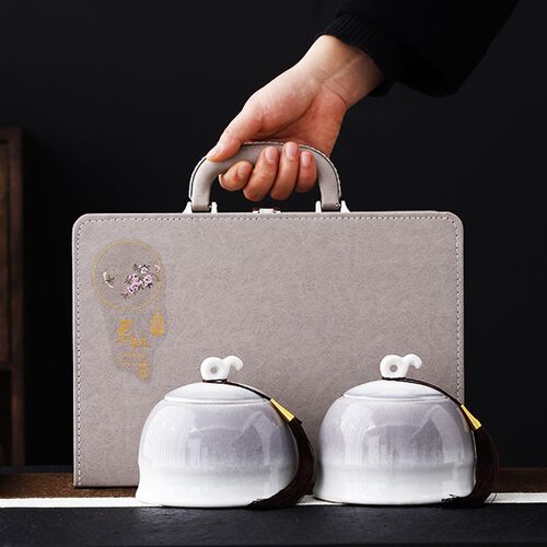 高档皮包茶叶罐礼品盒白茶龙井茶半斤装毛尖碧螺春通用密封罐印字