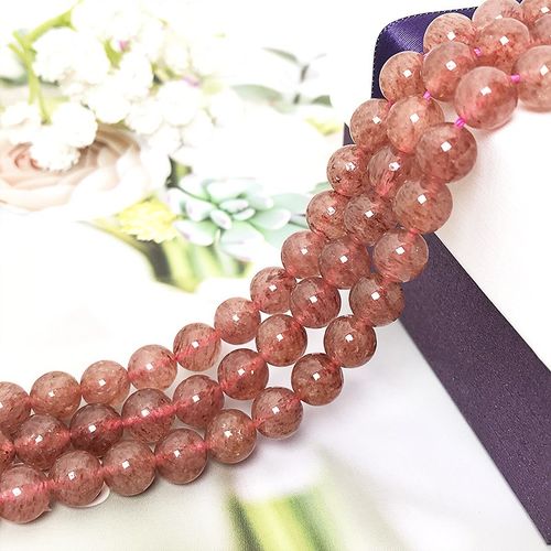最近爆火的 天然车厘子色草莓晶圆珠手链 带猫眼 女款水晶饰品礼