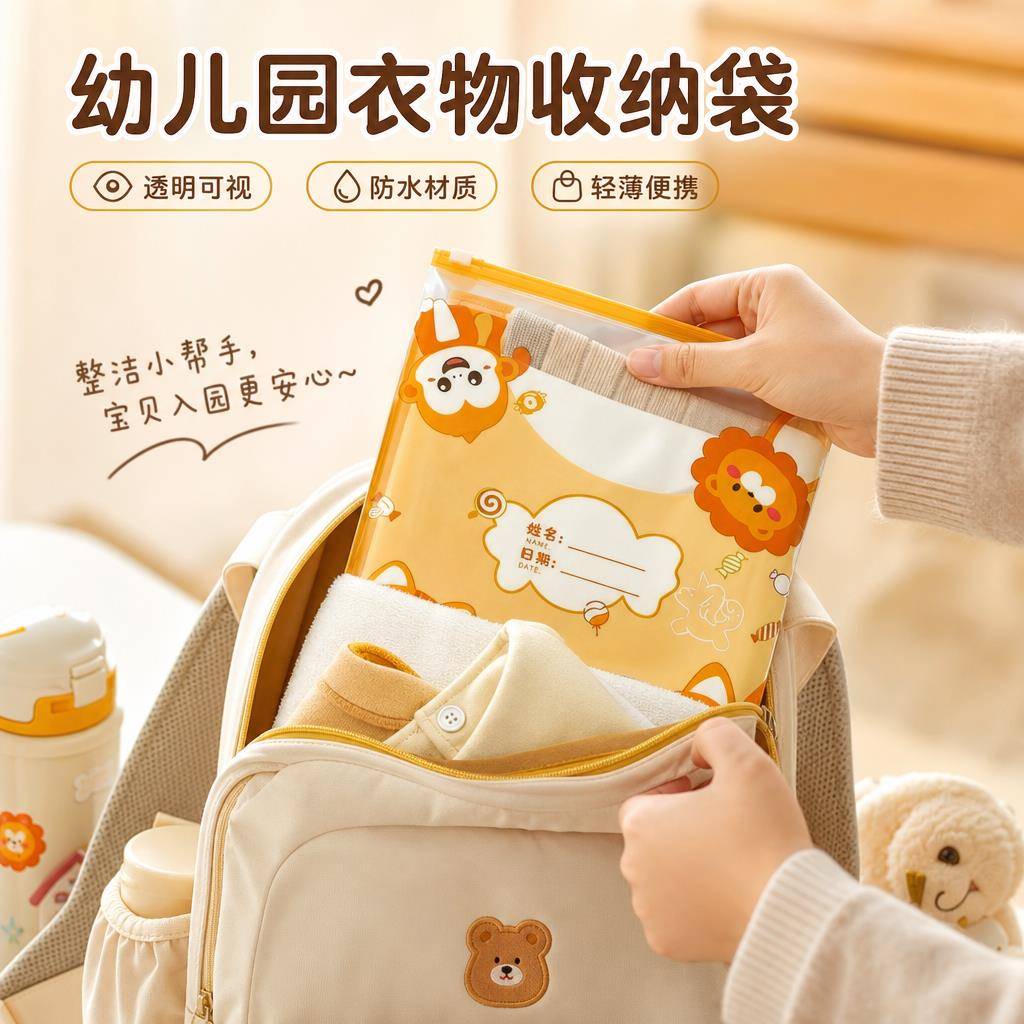 幼儿园宝宝入园衣服儿童入学用品衣物收纳袋防水防尘分装脏衣袋子