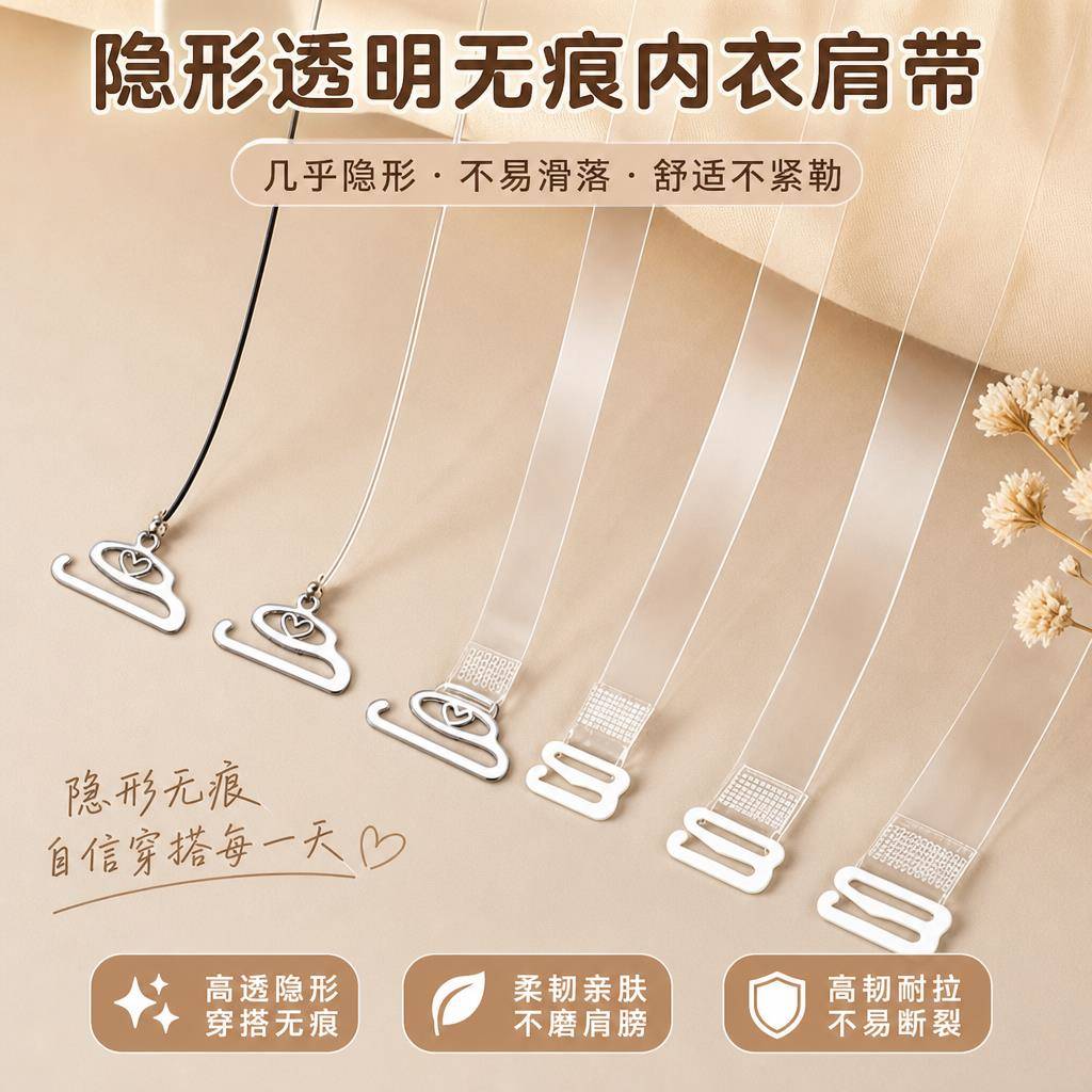 透明肩带隐形肩带无痕内衣吊带弹力加宽女性感内衣带子防滑扣超细