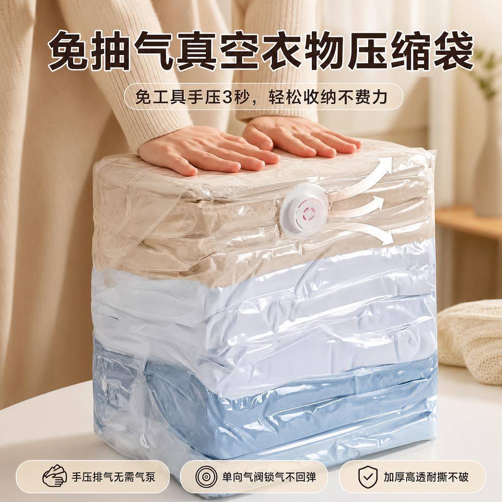 免抽气真空压缩袋加厚立体式收纳袋衣服被子棉被羽绒服整理专用袋