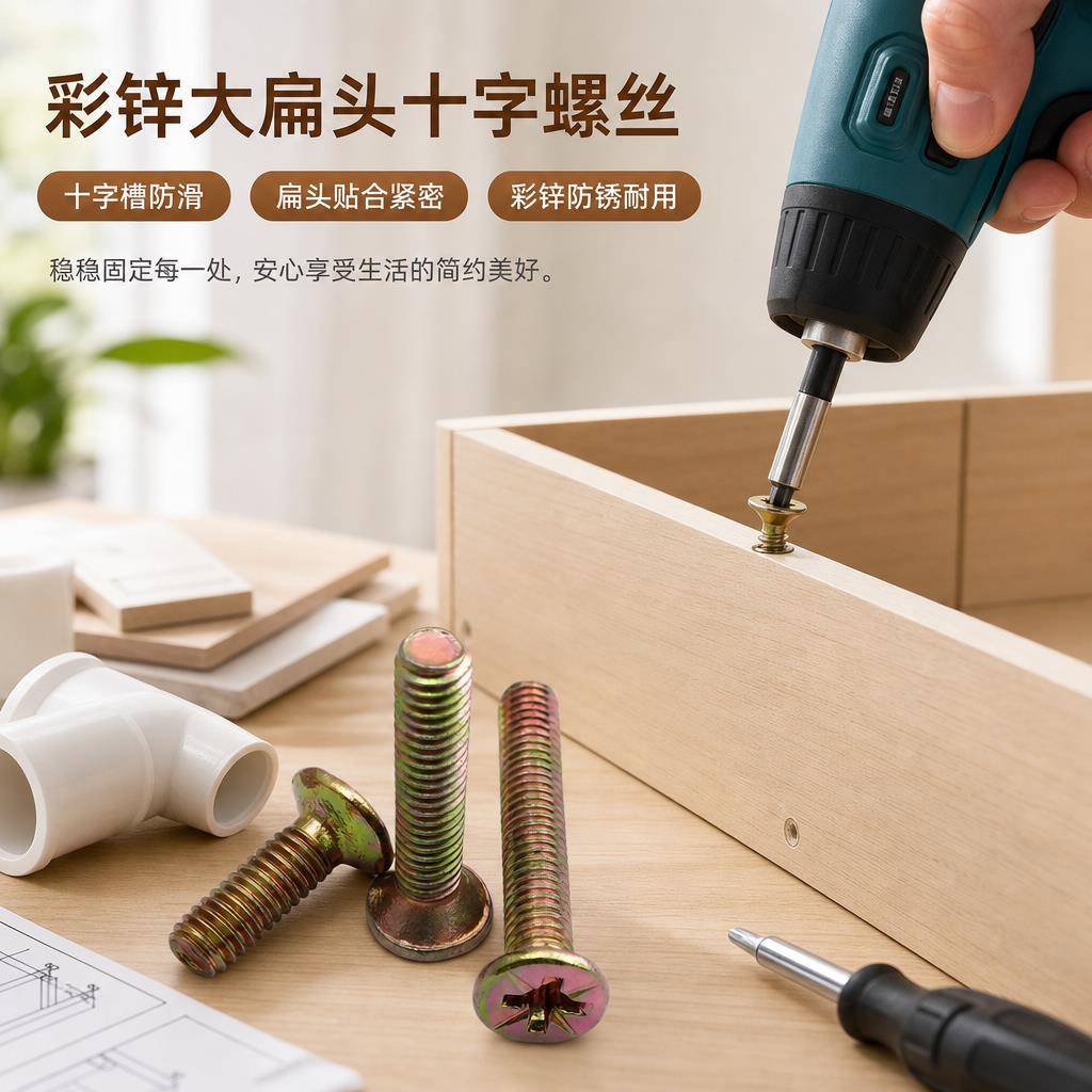 彩锌平圆头内六角螺丝钉婴儿童床配件螺丝横孔螺母书柜斜平头螺丝
