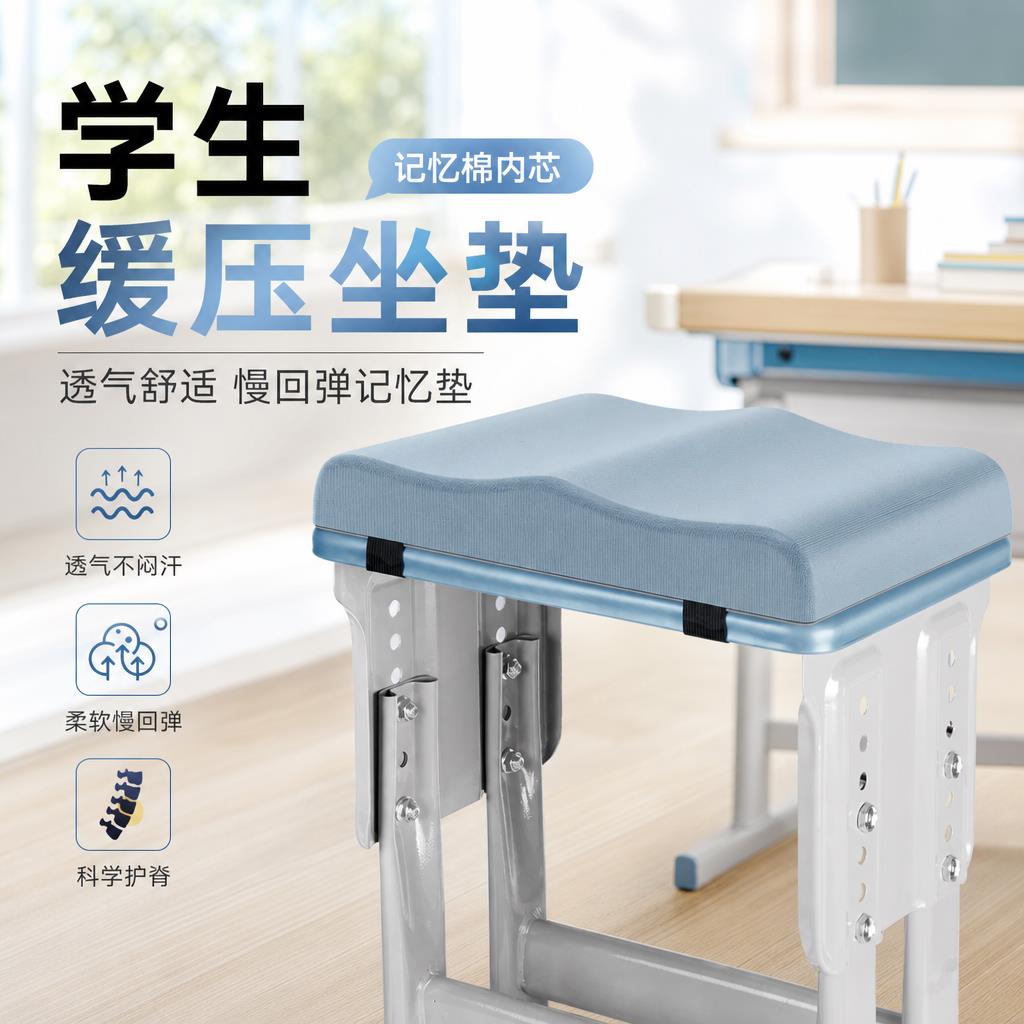 学生凳子坐垫儿童教室椅子久坐不累神器屁股垫长方形板凳垫座椅垫