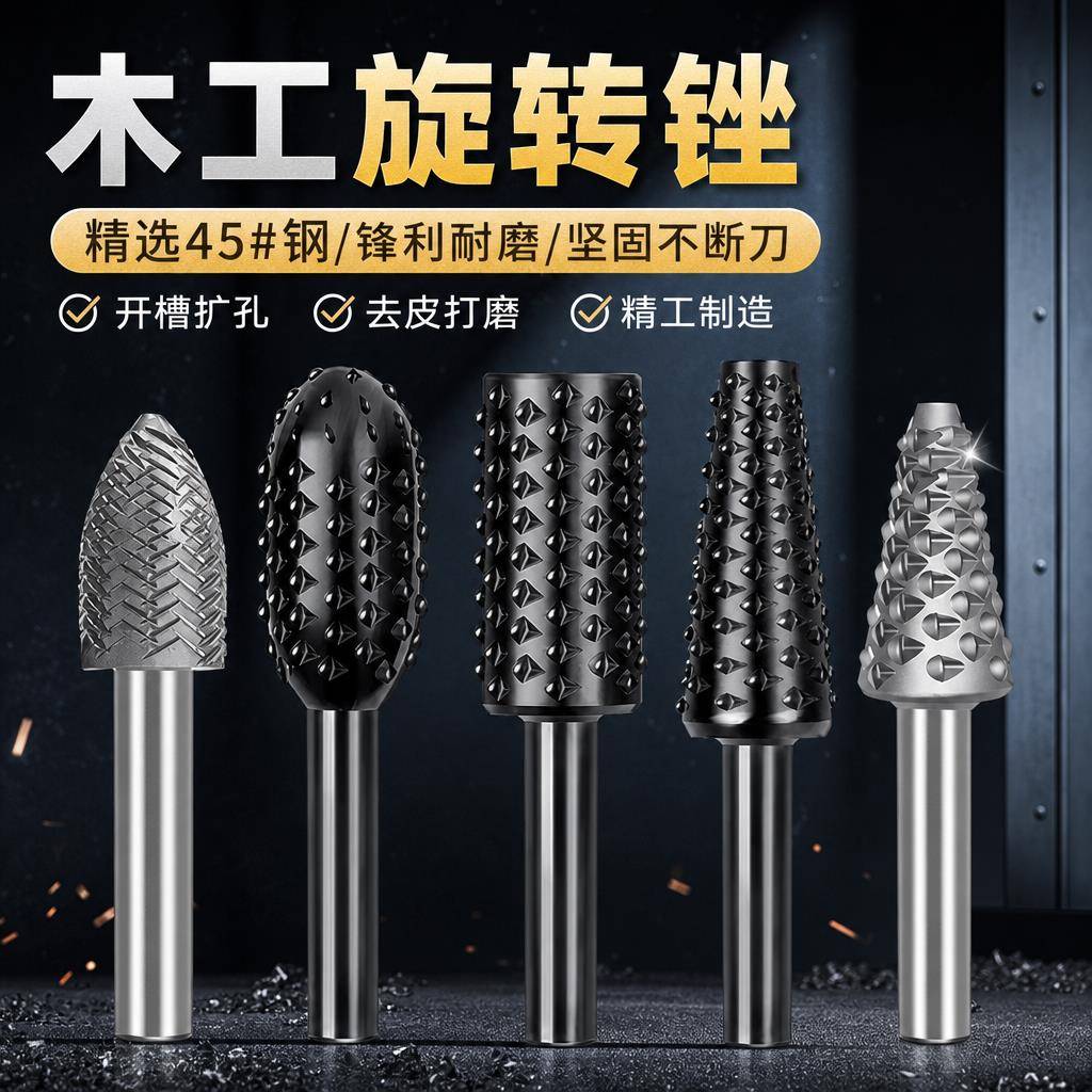 木工旋转锉刀打磨钻头木材开槽硬木雕刻专用电动合金磨头木头电钻