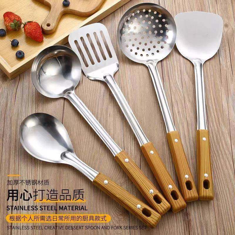 特厚不锈铲364钢防烫锅铲漏勺汤勺煎铲炒菜彷木锅厨饭房家用匙品,厨房/烹饪用具,锅铲,淘宝优惠券,粉丝福利购,淘宝优惠卷