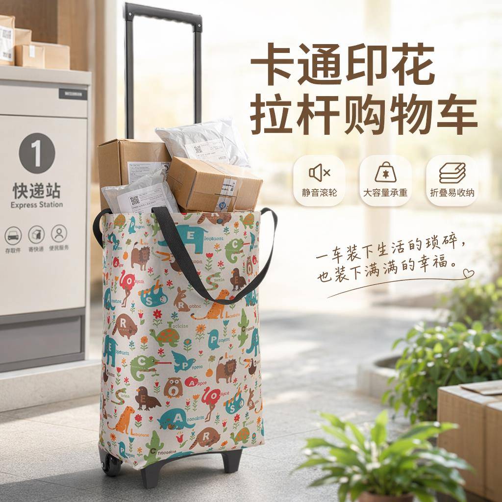可携式手拉买菜车可折叠拖轮包带轮买菜袋多功能超市小拉车购物轻