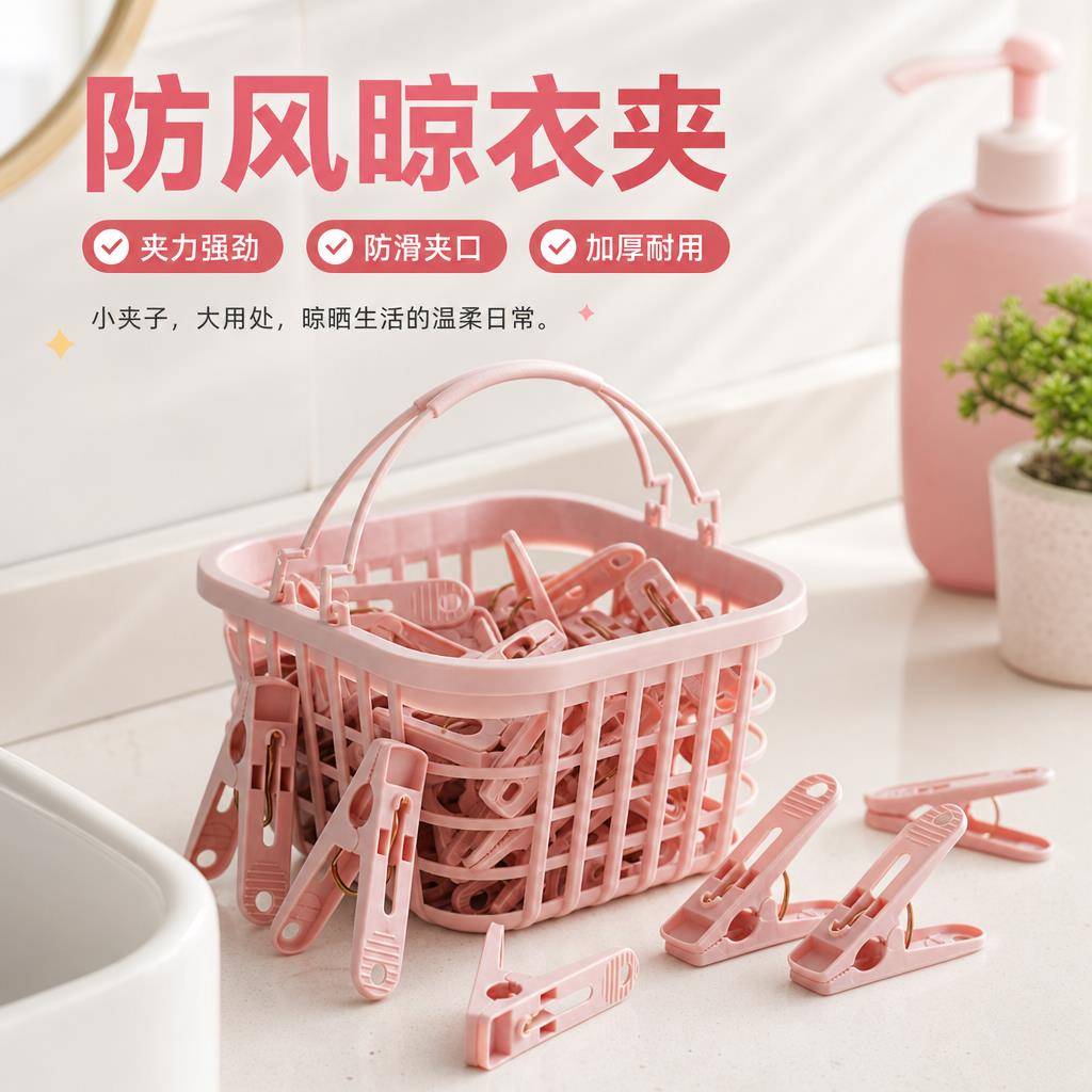 塑料晾衣夹子家用晾晒衣服防风单个固定晒衣物被子袜子裤夹小夹子