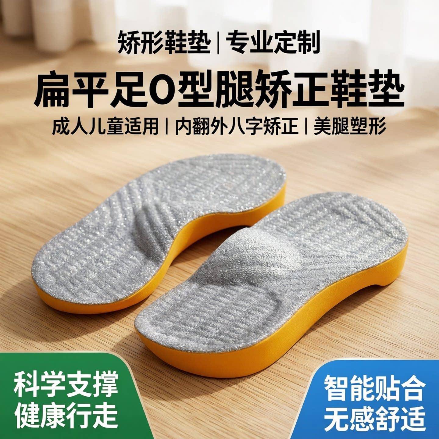 扁平足O型腿矫鞋垫更正带成人儿童正足内翻内外八字脚男女美腿