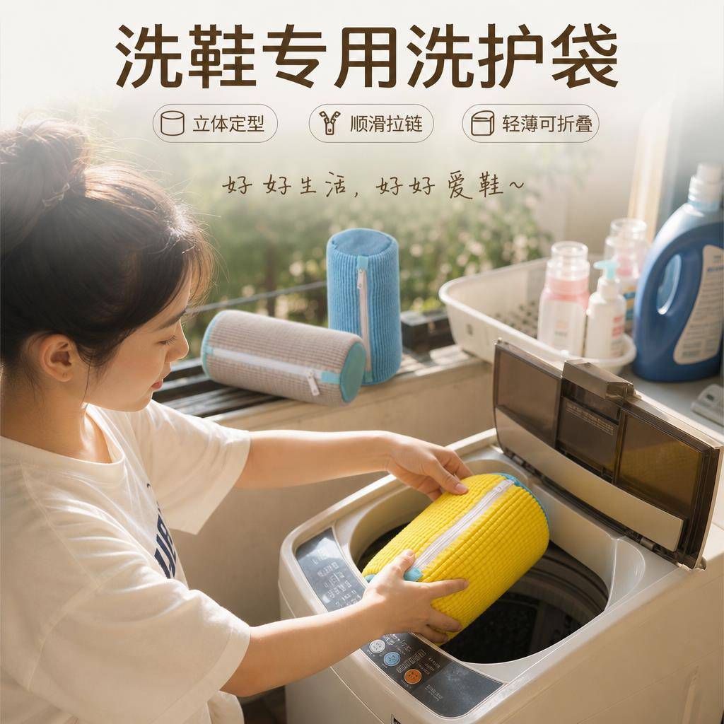 洗衣机洗鞋袋专用洗鞋神器懒人防变形护洗袋加厚鞋刷鞋子袜子细网