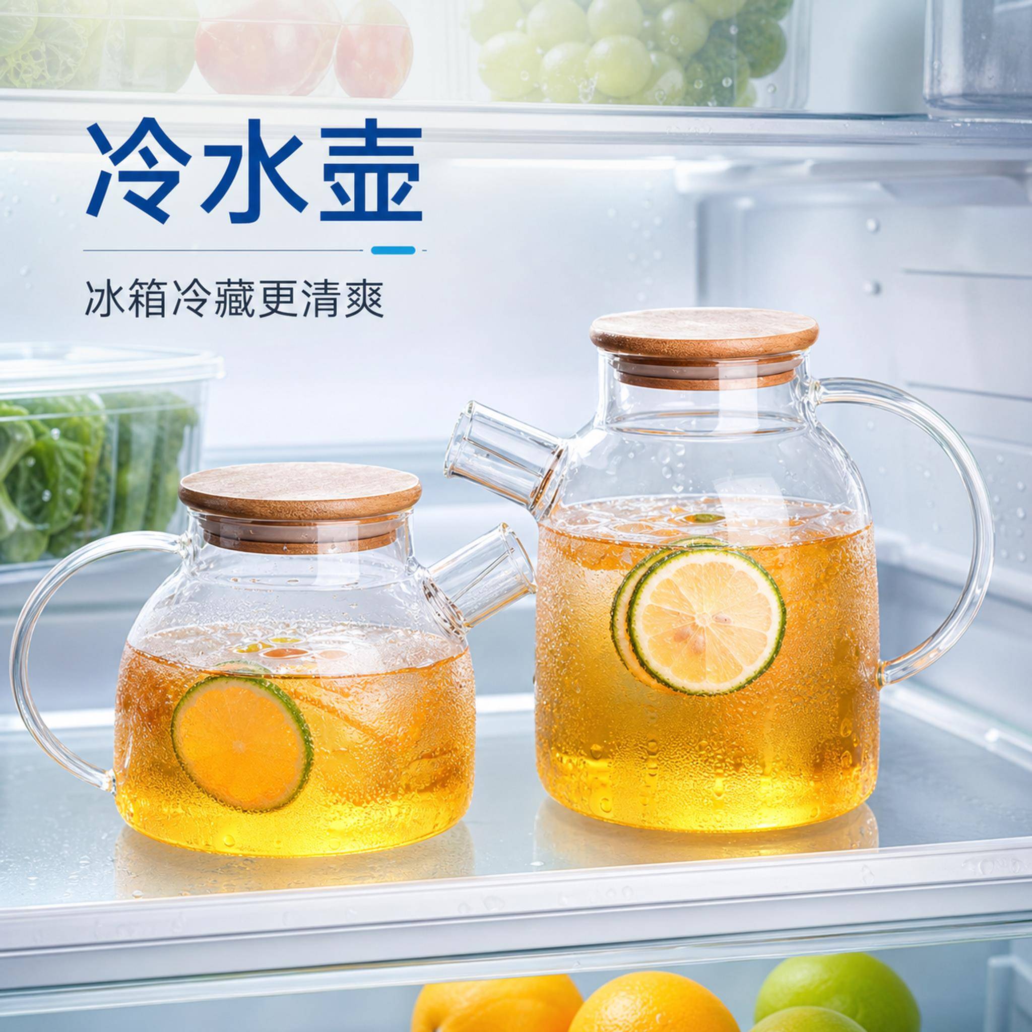 高硼硅冷水壶家用冰箱冷藏透明玻璃大容量耐高温电陶炉加热花茶壶