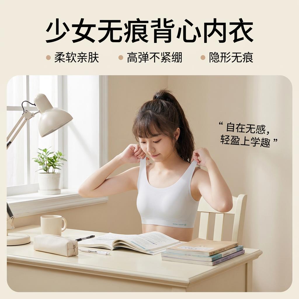 女童内衣中小学生女孩儿童发育期运动背心无痕薄款文胸一片式防震