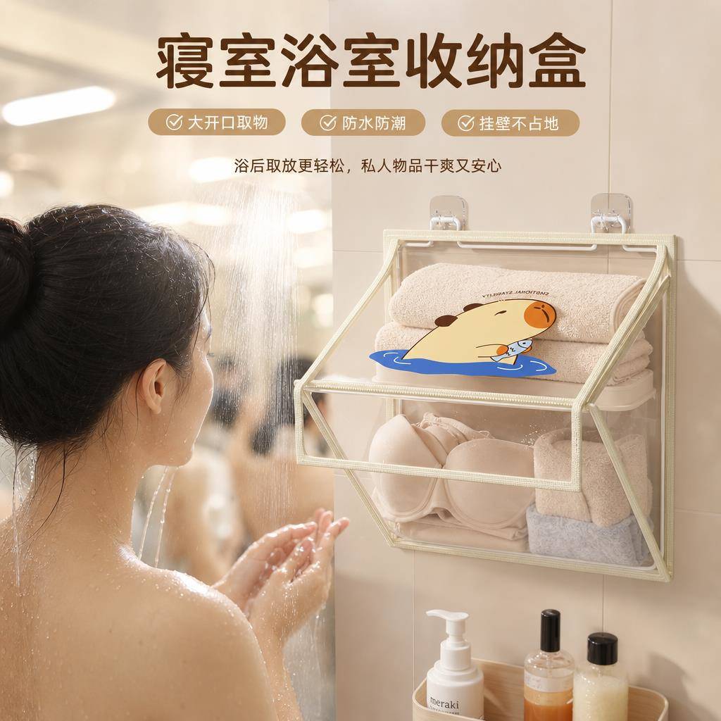 浴室放衣服神器挂袋化妆室洗澡壁挂架脏衣篓篮干净衣物放置收纳筐