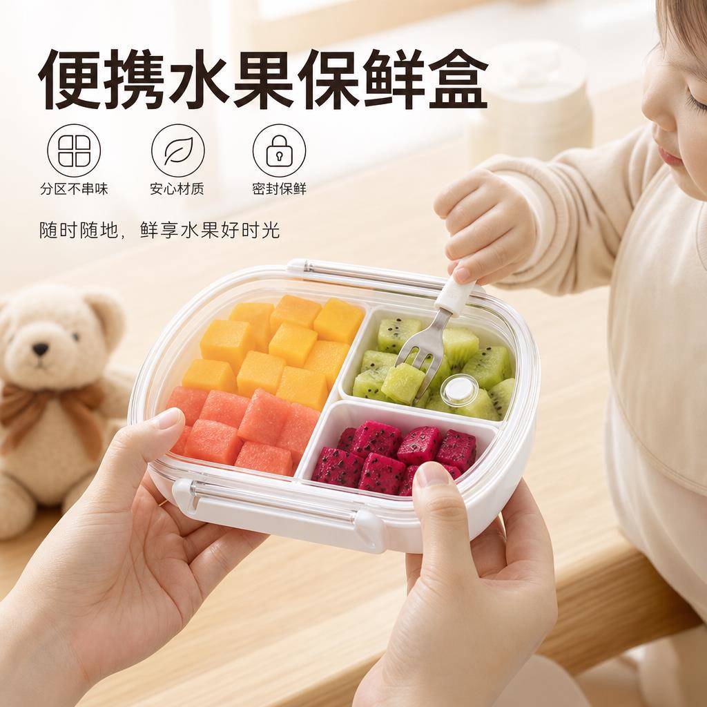 水果盒小学生食品级保鲜便当盒幼儿园宝宝儿童外出春游便携饭餐盒