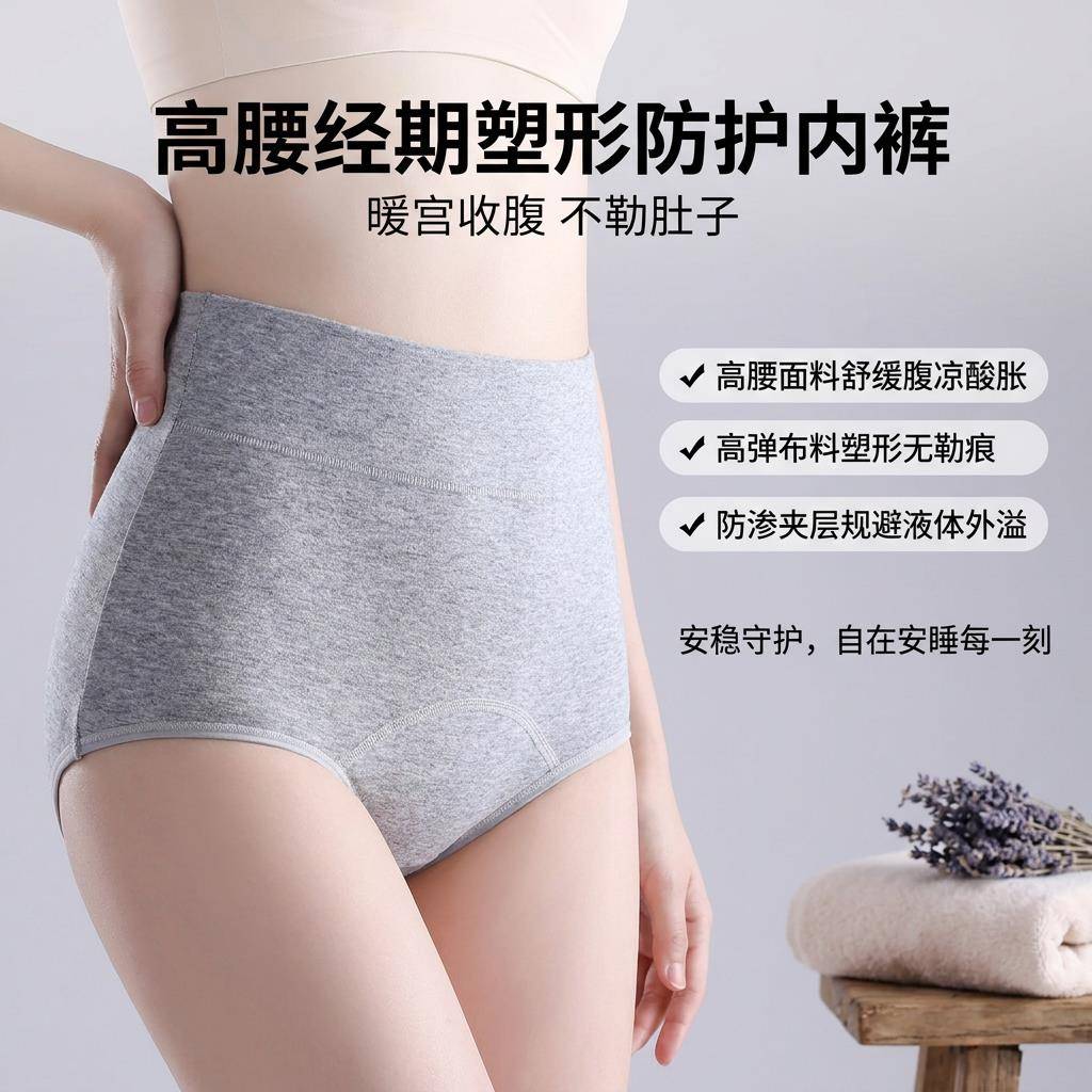 生理裤内裤高腰女士前后防漏大码姨妈例假月经期卫生裤纯棉抗菌裆