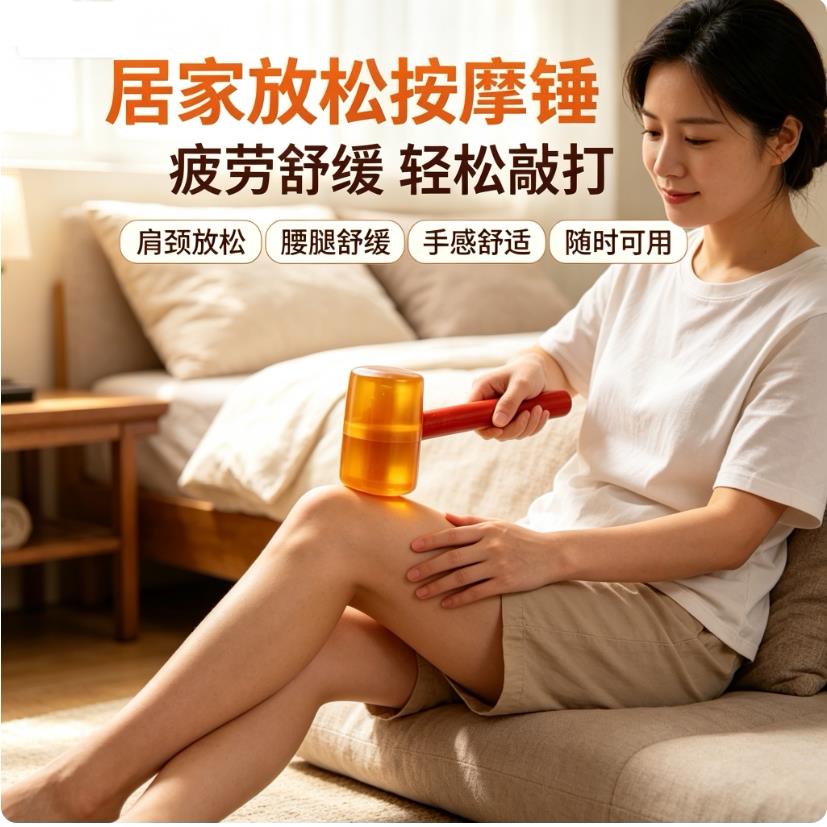 按摩锤子按摩棒敲背锤经络肩颈敲打拍打棒橡胶捶背器全身小型神器
