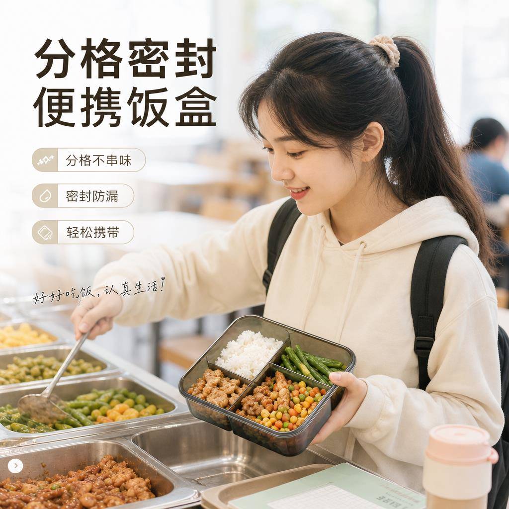 微波炉可加热专用饭盒上班族学生可携式食品级塑料密封分隔型便当