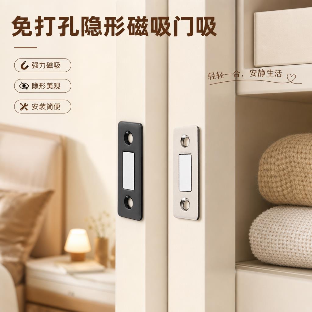 柜门磁吸贴片磁铁强磁门吸衣柜门推拉门橱柜抽屉吸合器免打孔门磁