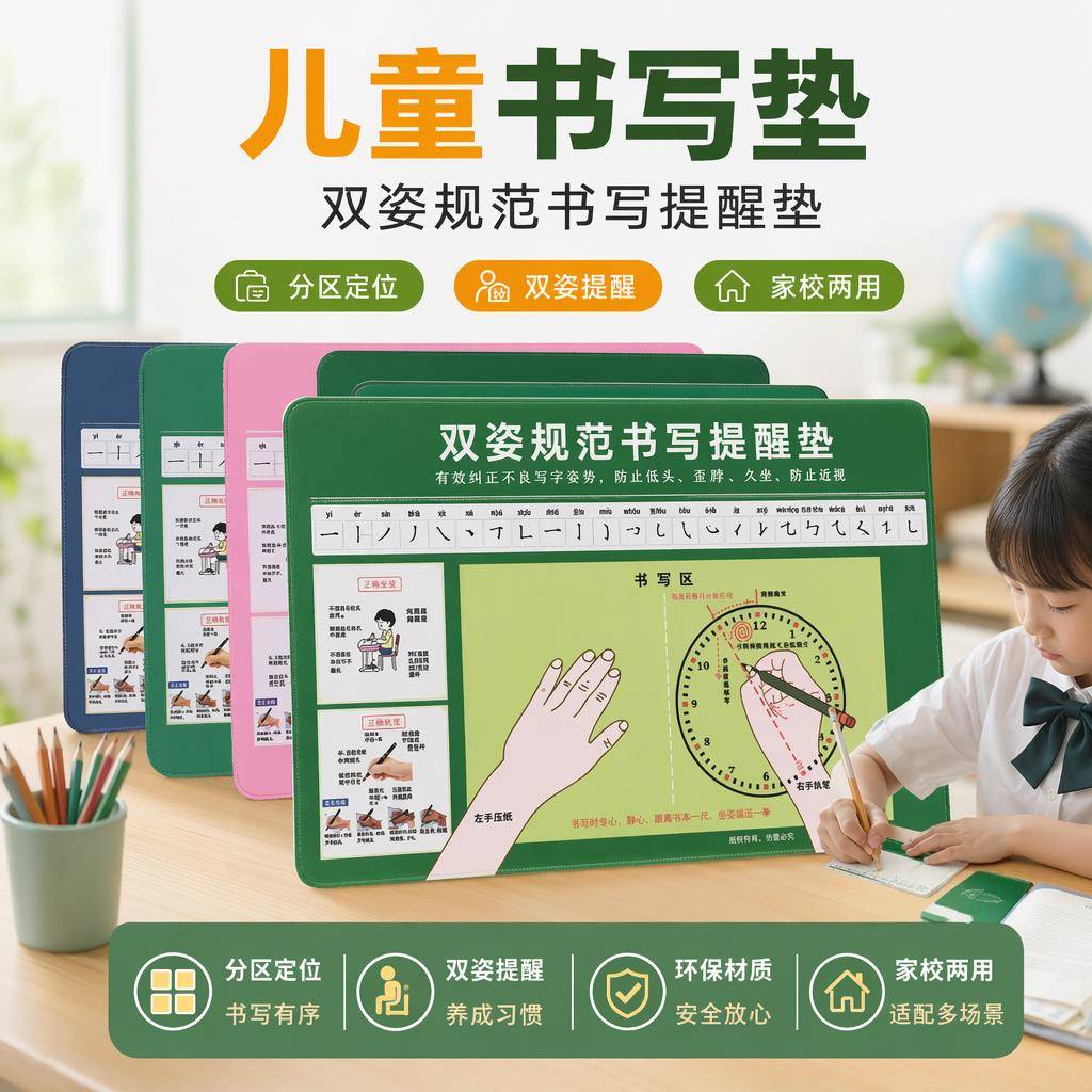 学生正姿书写垫儿童规范双姿写字垫矫正握笔坐姿专用护眼书桌布垫