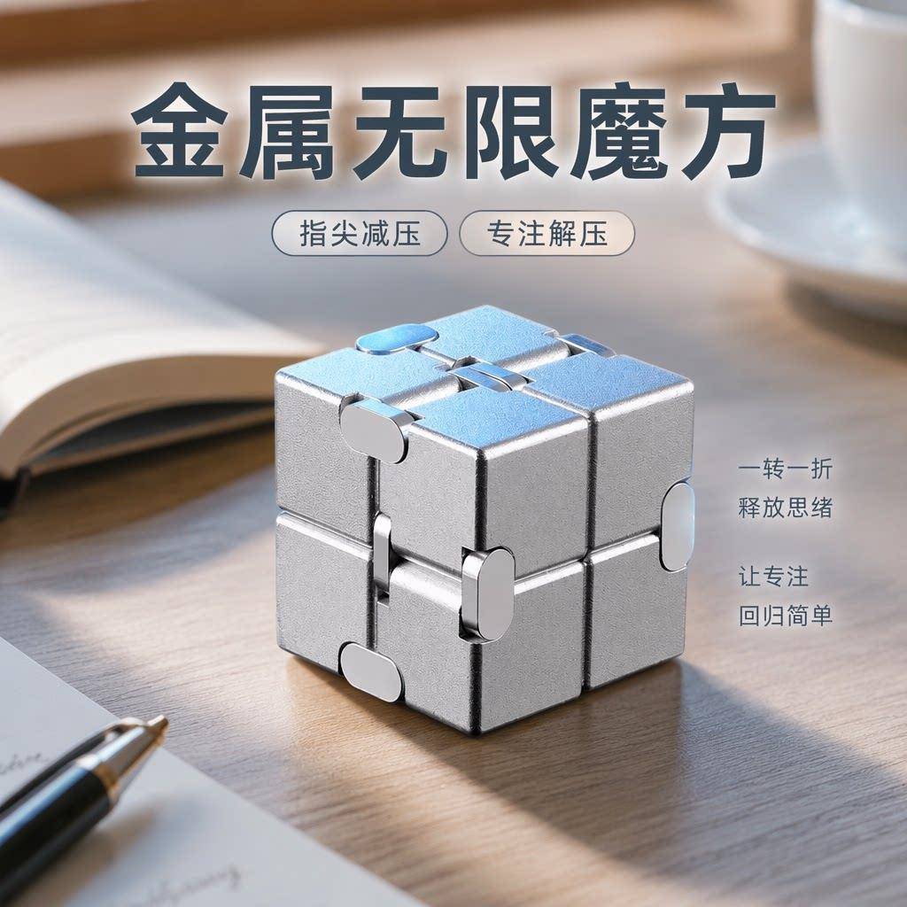 无限魔方解压神器金属合金手指指尖减压玩具益智无聊打发时间网红