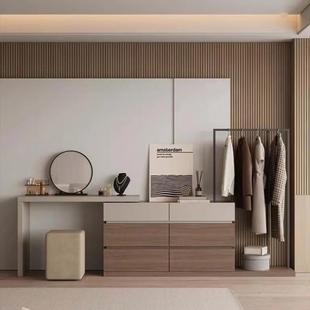 Fls现代简约斗柜梳妆台卧室床尾衣帽架多功能一体收纳储物柜实木