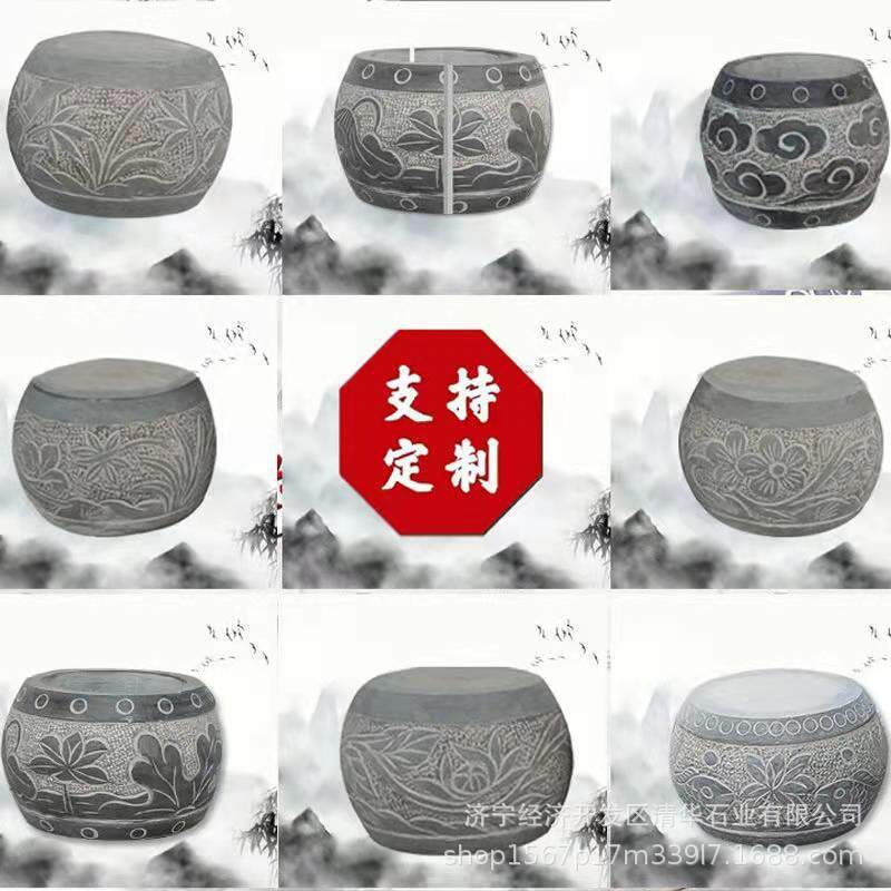 柱墩石各种规格柱墩石古建园林仿古柱顶石青石刻画柱础石青石柱墩