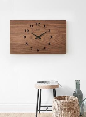 xyt黑胡桃胡桃木电表箱装饰画遮挡箱上翻盖时钟遮电箱的挂钟简约