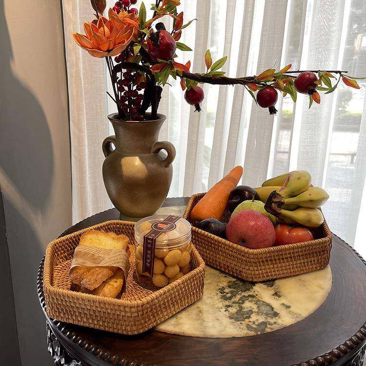 藤编果盘越南手工编织客厅水果篮子家用桌面收纳筐茶具托盘套装,收纳整理,烫衣板及配件,淘宝优惠券,粉丝福利购,淘宝优惠卷