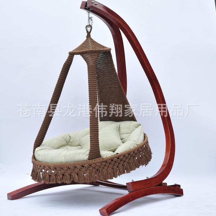 伟翔户外休闲家居棉麻编藤吊床庭院阳台吊椅高端温馨秋千公主吊篮