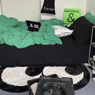 植绒斜眼卡通可爱少女地毯tufting客厅卧室床边吊篮撸猫感地垫