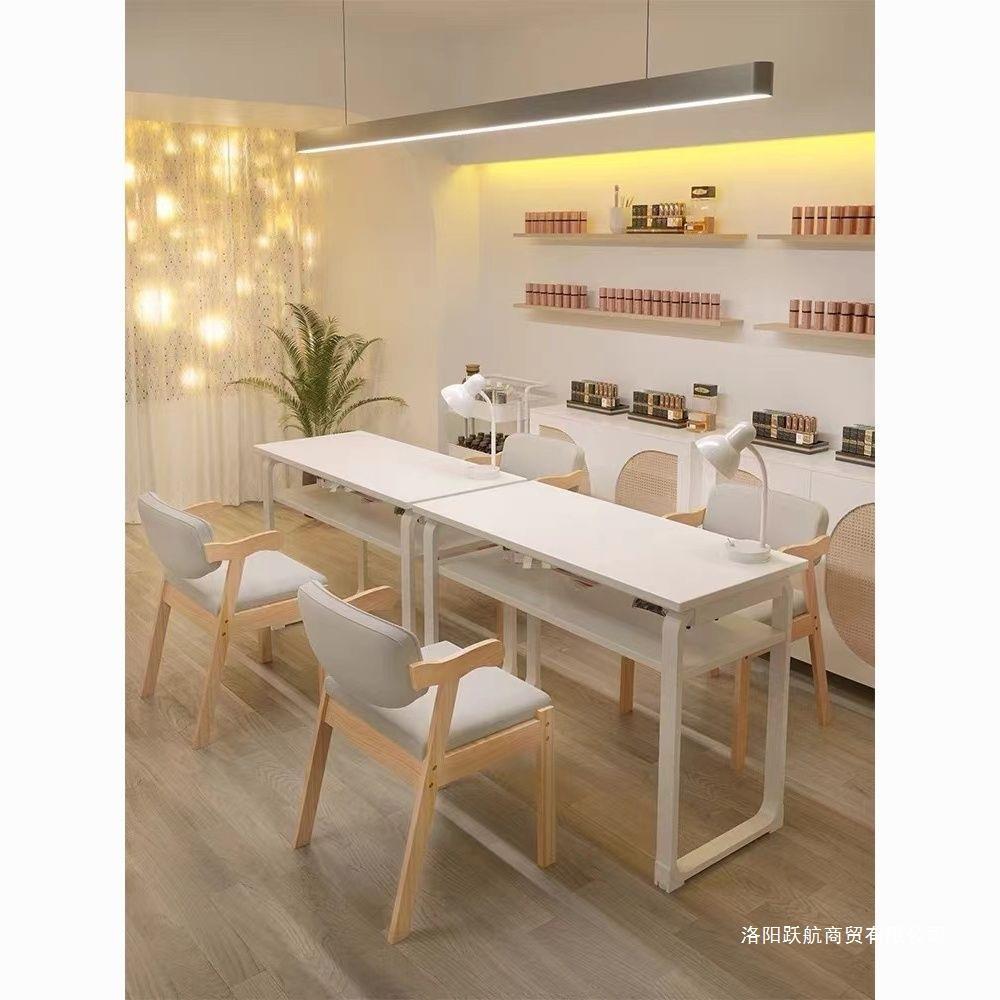 日式简约美甲桌网红美甲桌椅套装美甲店桌椅稳固单双人套装美甲台
