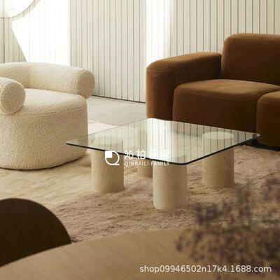 简约北欧网红钢化玻璃沙发茶几诧寂风轻奢现代小户型客厅家用茶桌